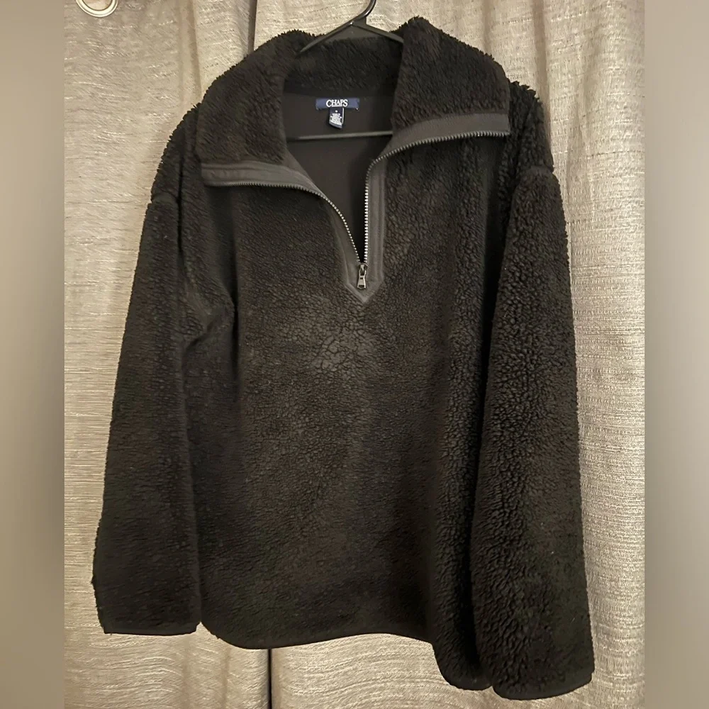 Women’s Chaps Quarter Zip Black Sherpa Pullover Jacket - Picture 3 of 5